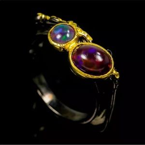 Artisan Black Opal modern design 925 ring size 7.5